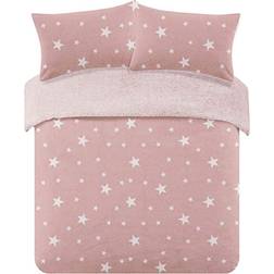 Star Print Thermal Teddy Fleece Fluffy Duvet Cover 86.6x90.6"