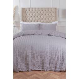 Highams Single Duvet Cover Silver, Grey, White