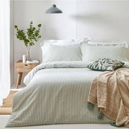 The Linen Yard Stripe Melange Print Duvet Cover Green