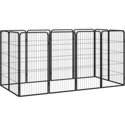 vidaXL 12-Panel Dog Playpen Black