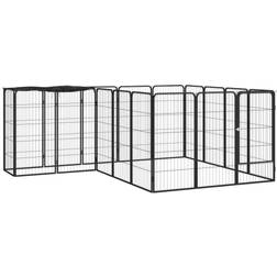 vidaXL 18-Panel Dog Playpen Black Steel