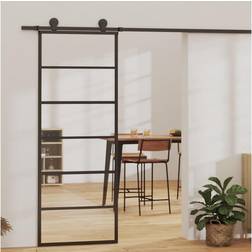 vidaXL beslagset ESG glas aluminium 76x205 cm - Svart Skjutdörr (x)