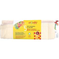 Ah! Table! Sacchetti Frutta e Verdura Riutilizzabili in Cotone Bio 5 Sacchetti Taglia XL