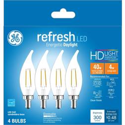 GE 4pk 4W 40W Equivalent Refresh LED HD Decorative Light Bulbs