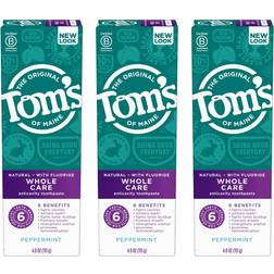 Tom's of Maine s Whole Care Toothpaste Peppermint 4.0oz 3 Pack