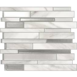Smart Tiles Smart Tiles Milano Carrera 4-Pack Gray Marble 10-in 11-in Multi-finish Resin Peel Stick