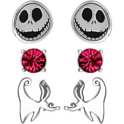 Disney Nightmare Before Christmas Earrings Set - Silver/Black/Red