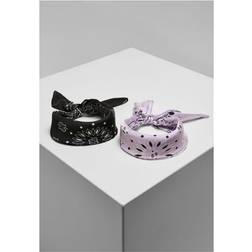 Urban Classics Unisex satin 2-pack bandana, svart/lila, en