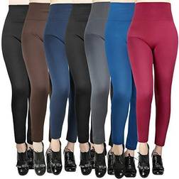 Moon Wood High Waist Soft Stretchy Winter Warm Leggings 7-pack - Multicolour