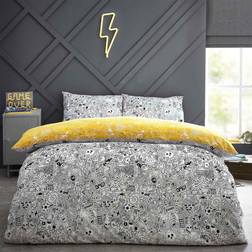 Furn Style Lab Doodles King Duvet Cover Yellow, White, Multicolour, Black