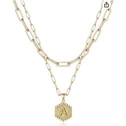 M Mooham Dainty Layered Initial Necklaces - Gold