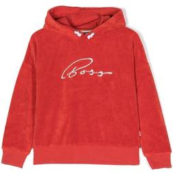 HUGO BOSS Kids' Hoodie in Cotton Blend Velvet with Handwritten Logo