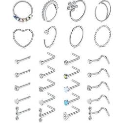 Mayhoop Nose Rings Hoop (28pcs) - Silver