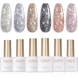 Gaoy Gel Nail Polish Set Chrome Platinum 6-pack