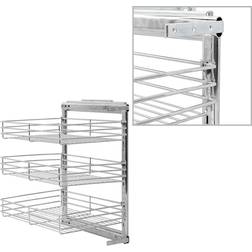 vidaXL 3-Tier Pull-out Kitchen Wire Basket Silver 47x35x56 cm Silver