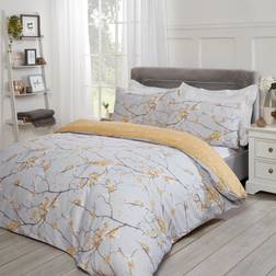 Dreamscene Dreamscene Spring Blossoms Print Duvet Cover Yellow, Grey