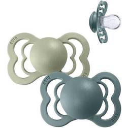 Bibs Soother Supreme Island Zee/Sage silicone 0-6 maanden, 2 stuks. Beige