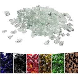 Teamson Home 4 Kg Rocas de Lava para Braseros de Gas, Cristal de Fuego Templado, Seguro para Estufas de Gas de Jardín Exterior, Transparente Claro