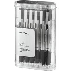 Tul GL1 Gel Pen Retractable Needle Point Medium 0.7mm, Black 12pk