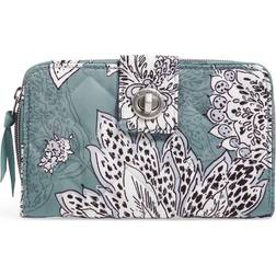 Vera Bradley Performance Twill Turnlock Wallet with RFID Protection, Tiger Lily Blue