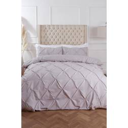 King Diamond Pintuck Duvet Cover Grey, White, Silver