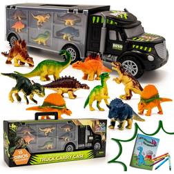 Dinosaur Truck Carrier Toy with 15 Dinosaur