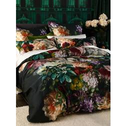 Mm Linen Fiori Thread Count Duvet Cover Green, Black