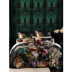 Mm Linen Fiori Thread Count Duvet Cover Black, Green