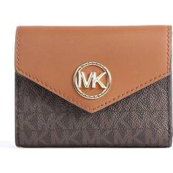 Michael Kors Carmen Medium Logo and Leather Tri-Fold Envelope Wallet Brn/acorn