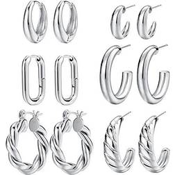 17 MILE Jewelry Hoop Earrings Set - Silver