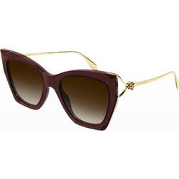 Alexander McQueen Skull Crystal Acetate & Metal Butterfly BROWN