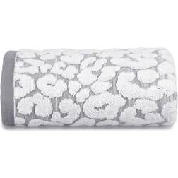 Allure Hand Luxury Jacquard Leopard Bath Towel White, Grey