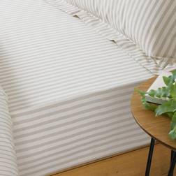 The Linen Yard Stripe Cotton Fitted Cream Bed Sheet Natural