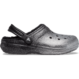 Crocs Classic Glitter Lined Clog - Black/Silver