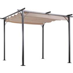 OutSunny 3X3M Pergola Metal Gazebo Porch Awning Retractable