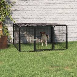 vidaXL Playpen 4 Panels Powder-coated Steel Black