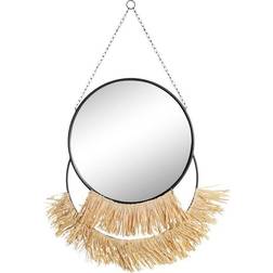 Dkd Home Decor Natural Black Golden Metal Fibre Fringe Wandspiegel