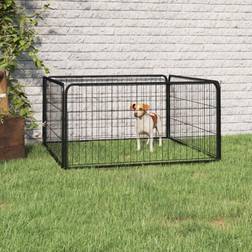 vidaXL Playpen 4 Panels Powder-coated Steel Black