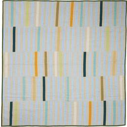 Hübsch Twist block Bedspread Beige, Green, Blue, Multicolour, Orange (260x)