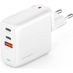 4smarts 65W PD Charger GaN Flex Vægoplader m. 1 x USB-A & 2 x USB-C Hvid