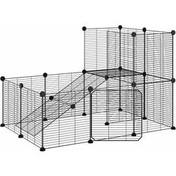 vidaXL Hundgård svart 20 paneler 35x35 stål