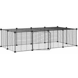 vidaXL 20-Panel Pet Cage with Door Black 35x35 Steel Black