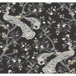 York Wallcoverings 60.75 sq.ft. Black Plume Wallpaper, Black/Gold