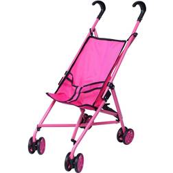 Precious Toys Hot Pink & Black Handles Doll Stroller with Swiveling Wheels