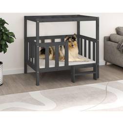 vidaXL Hundeseng 105,5 x 83,5 x 100 cm Massivt Fyrretræ Grå