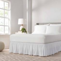 Easy Fit Pom Pom Valance Sheet White (203.2x152.4cm)