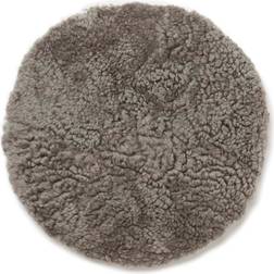 Skinnwille fårskinnsdyna rund Curly 34cm Stolsdyna Grå, Natur