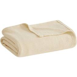 Madison Park Twin Freshspun Basketweave Cotton Bed Blankets White, Brown