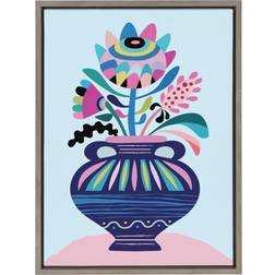 Kate and Laurel Sylvie Mid Century Modern Whimsical Floral My Dream Framed Art 18x24"