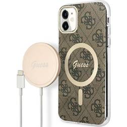 Guess Zestaw GUBPN61H4EACSW Case Charger iPhone 11 6,1 brązowy/brown hard case 4G Print MagSafe